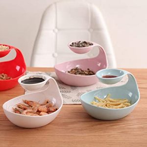 Emall Life 2-Tier Oval Chip And Dip Serving Bowls- chips serving
