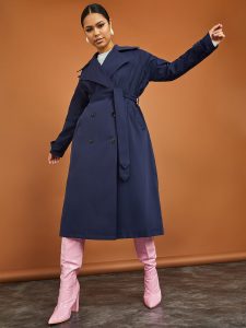 navy blue trench coat