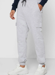 Lower shot of a grey joggers