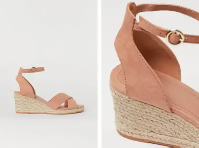 Wedge-heeled Sandals with crossover straps