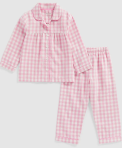 Pink check pajama set for girls